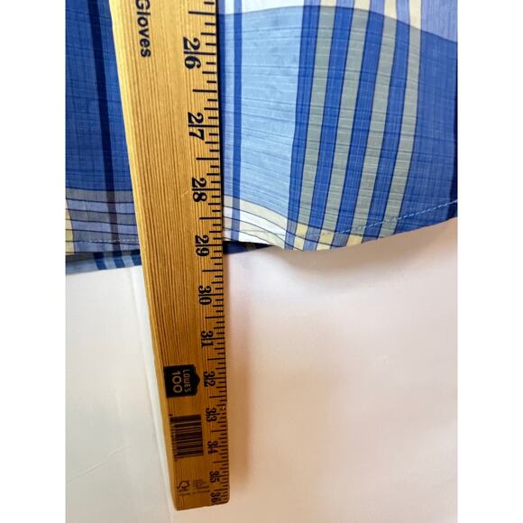 Patagonia Men's Blue LARGE Tan Plaid Short Sleeve Button Up Casual Outdoor Shirt - Picture 6 of 6